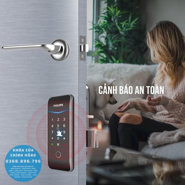 Khóa cửa vân tay mini Philips 5100 H5, Không tay cầm - lắp đặt thực tế