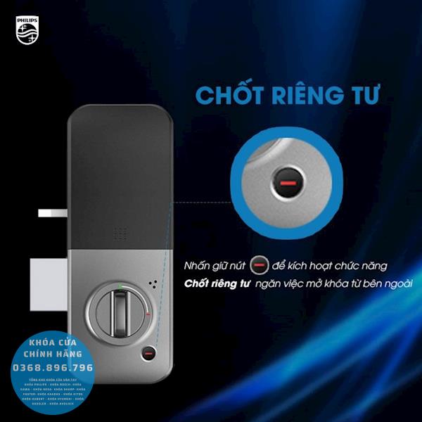 Khóa cửa vân tay mini Philips 5100 H5, Không tay cầm - thông số kỹ thuật