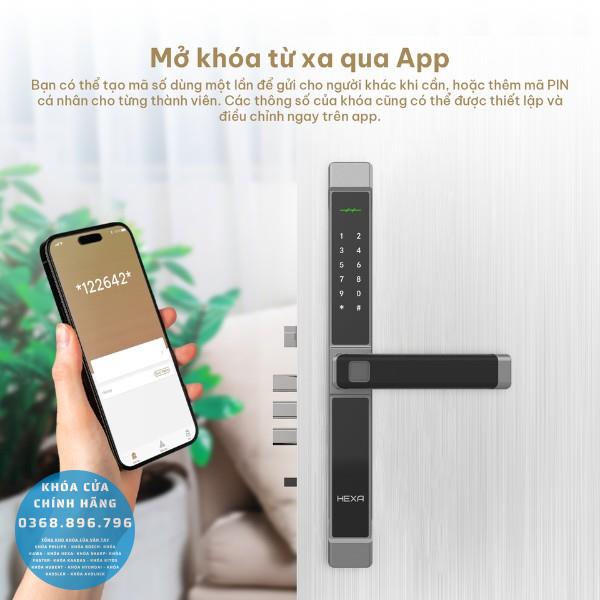 Khóa vân tay Hexa A100 cho cửa nhôm - lắp đặt thực tế