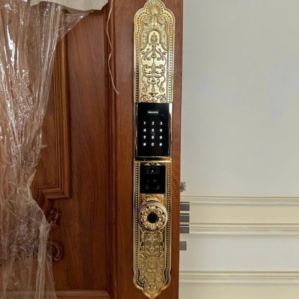 Khóa cửa vân tay tân cổ điển Avolock AC996 FaceID Gold chính hãng