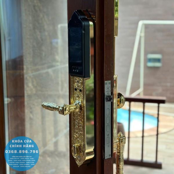 Khóa cửa vân tay tân cổ điển Avolock AC996 FaceID Gold - chi tiết