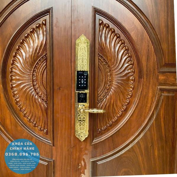 Khóa cửa vân tay tân cổ điển Avolock AC 998 FaceID Gold - mặt sau