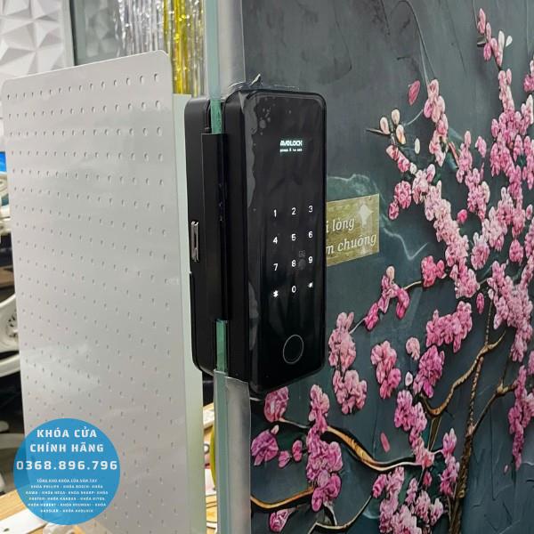 Khóa cửa kính AK27 remote và app wifi - lắp đặt thực tế