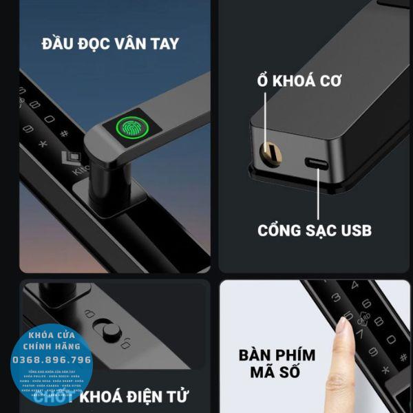 Khóa cửa nhôm vân tay Kitos KT AL630 Plus - chi tiết