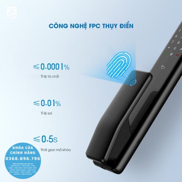 Khóa cửa vân tay Philips Alpha 5 - lắp đặt thực tế
