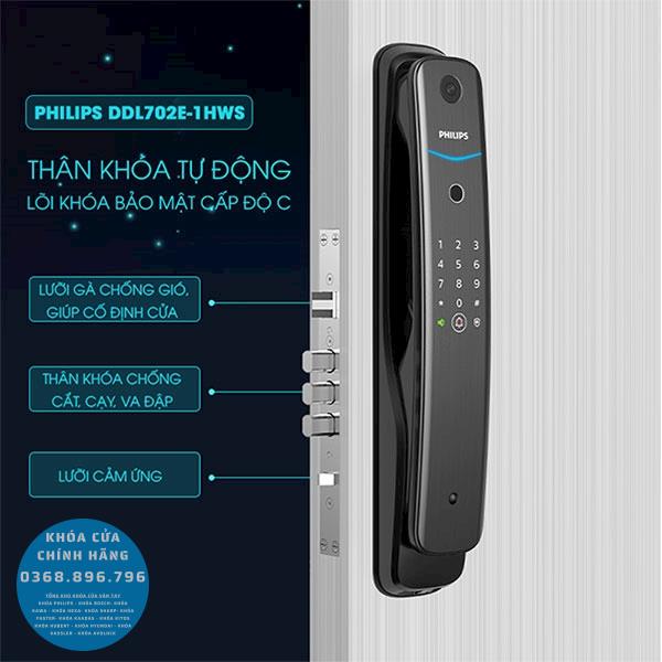 Khóa cửa vân tay Philips DDL702 1HWS - mặt sau