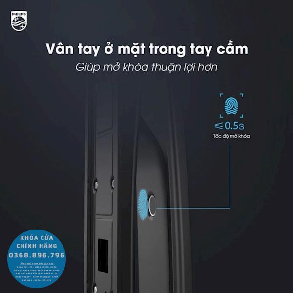 Khóa cửa vân tay Philips DDL702 8HWS Face 3D - mặt sau