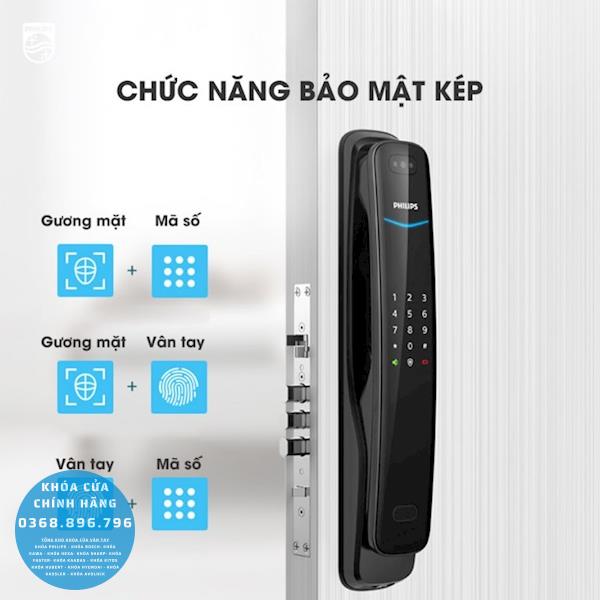 Khóa cửa vân tay Philips DDL702 8HWS Face 3D - thông số kỹ thuật