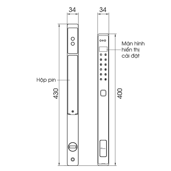 Khóa cửa vân tay cửa nhôm Demax EL-MS908 CNC chính hãng - chi tiết