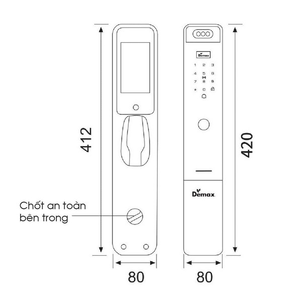 Khóa cửa vân tay Demax EL910 chính hãng - chi tiết