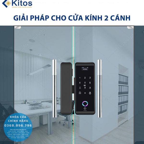 Khóa cửa kính cường lực vân tay Kitos KT GL60 Plus - mặt sau
