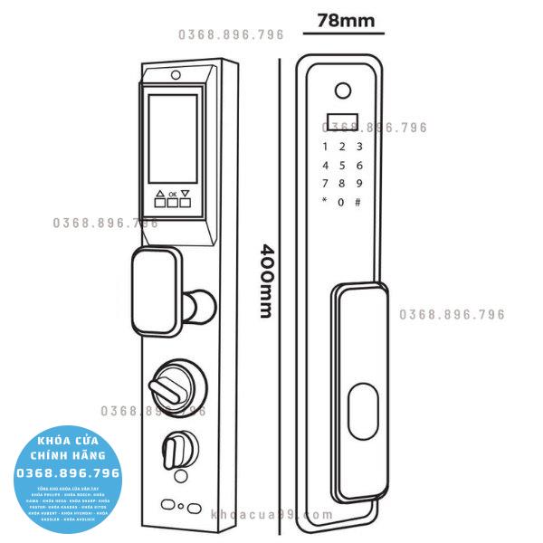 Khóa cửa vân tay Hubert HB CG99 - mặt sau