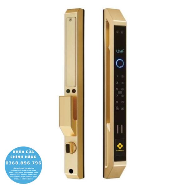 Khóa cửa nhôm vân tay Hubert HB CNI7 EU Face 3D - lắp đặt thực tế