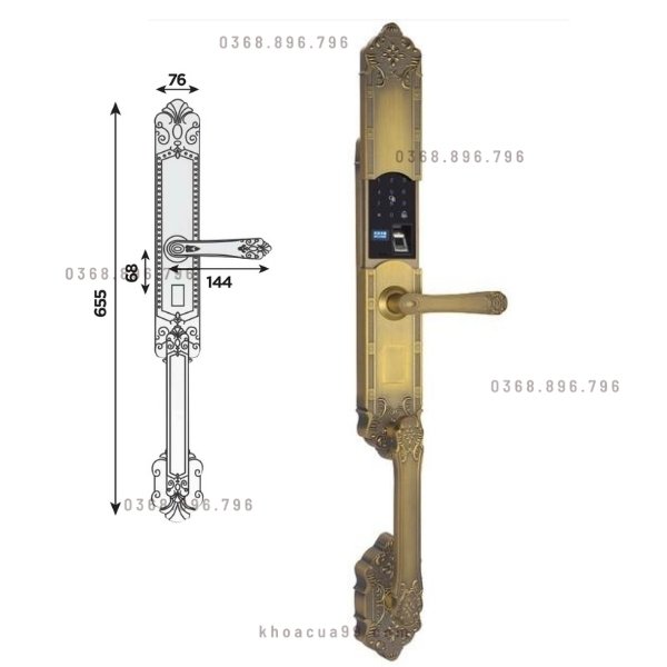 Khóa cửa vân tay đại sảnh Hubert HB DS77 GREEN chính hãng