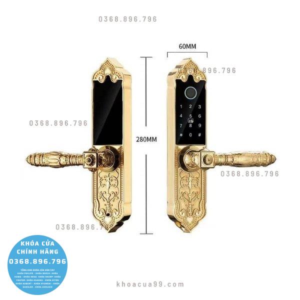 Khóa cửa Hubert HB DS79 Gold Mini - mặt sau