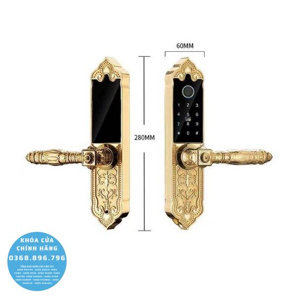 Khóa cửa Hubert HB DS79 Gold Mini - lắp đặt thực tế