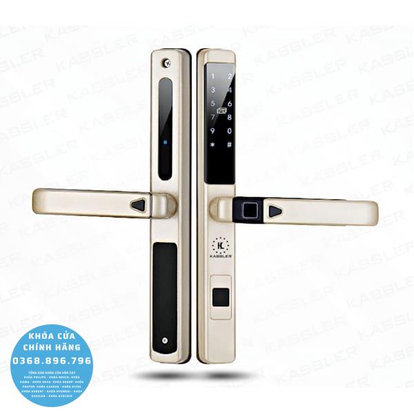 Khóa cửa nhôm vân tay Kassler KL599 LX - lắp đặt thực tế