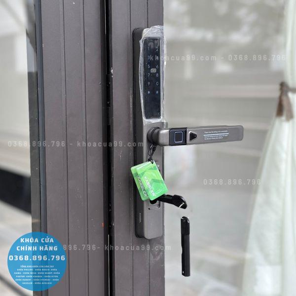 Khóa cửa nhôm vân tay Kassler KL599 Slide - mặt sau