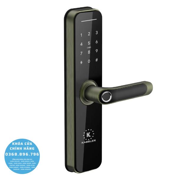 Khóa cửa vân tay Kassler KL668 App Green Bronze Màu đồng xanh - mặt sau