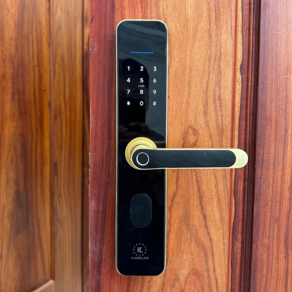 Khóa cửa vân tay Kassler KL696 Gold, App Wifi, chống nước IP68 chính hãng tại HCM