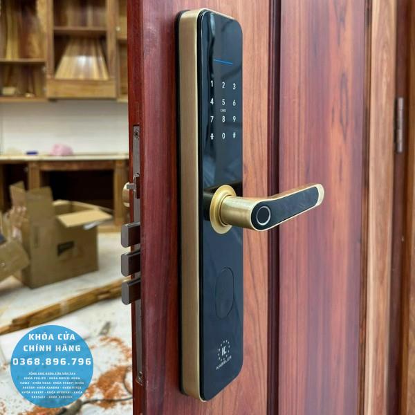 Khóa cửa vân tay Kassler KL696 Gold, App Wifi, chống nước IP68 - mặt sau