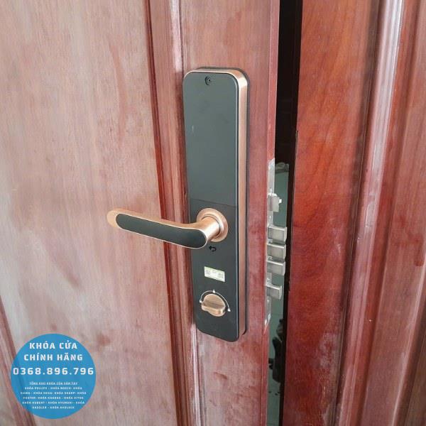 Khóa cửa vân tay Kassler KL696 Viền đồng đỏ - chi tiết