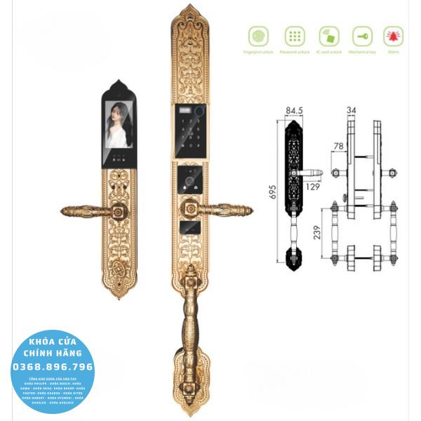 Khóa cửa vân tay tân cổ điển Kassler KL939F Pro đuôi tôm, Face 3D - lắp đặt thực tế
