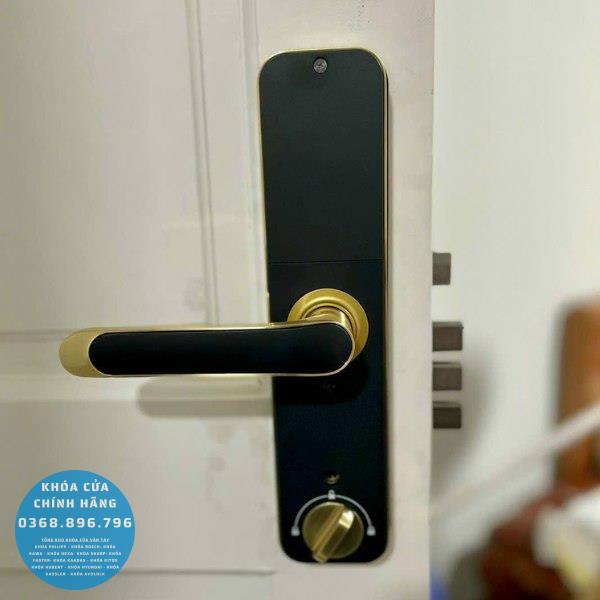 Khóa cửa vân tay Kassler KL668 Gold App Wifi - lắp đặt thực tế