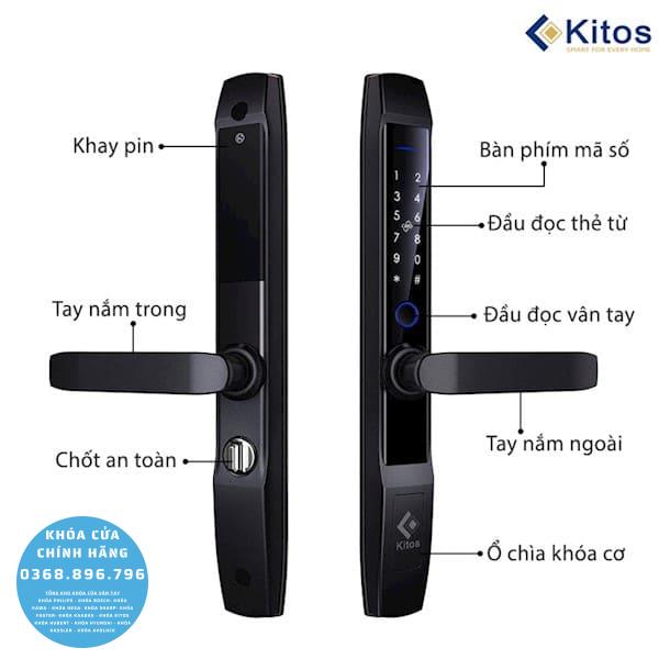 Khóa cửa nhôm vân tay Kitos KT AL520 II Plus - mặt sau