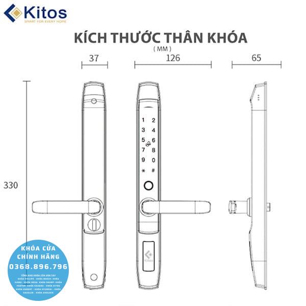 Khóa cửa nhôm vân tay Kitos KT AL520 II Plus - thông số kỹ thuật