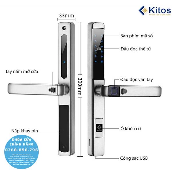 Khóa cửa nhôm vân tay Kitos KT AL650 - mặt sau