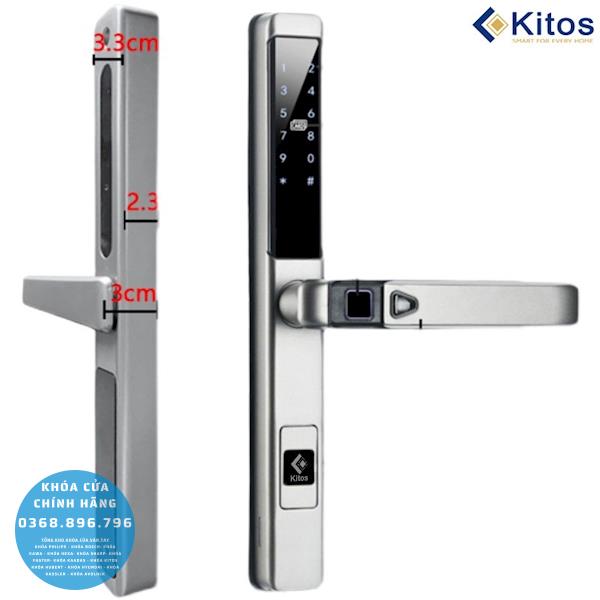 Khóa cửa nhôm vân tay Kitos KT AL650 Plus - lắp đặt thực tế