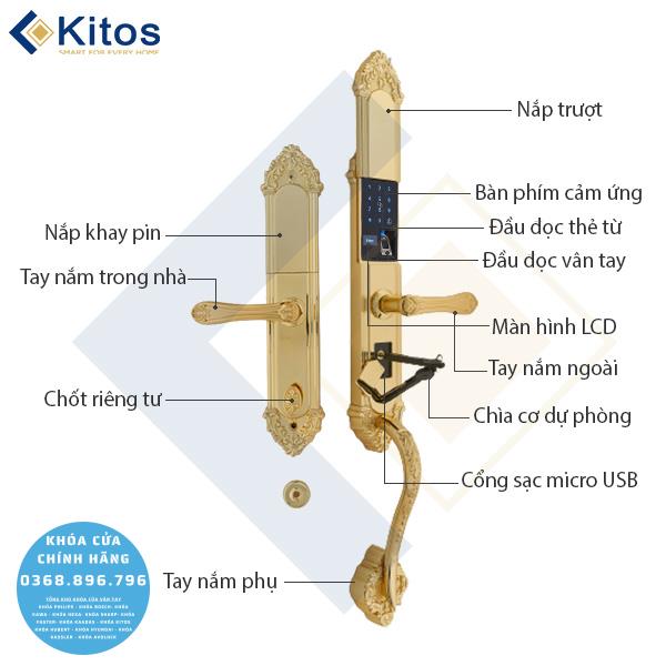 Khóa cửa vân tay tân cổ điển Kitos KT C800 - mặt sau