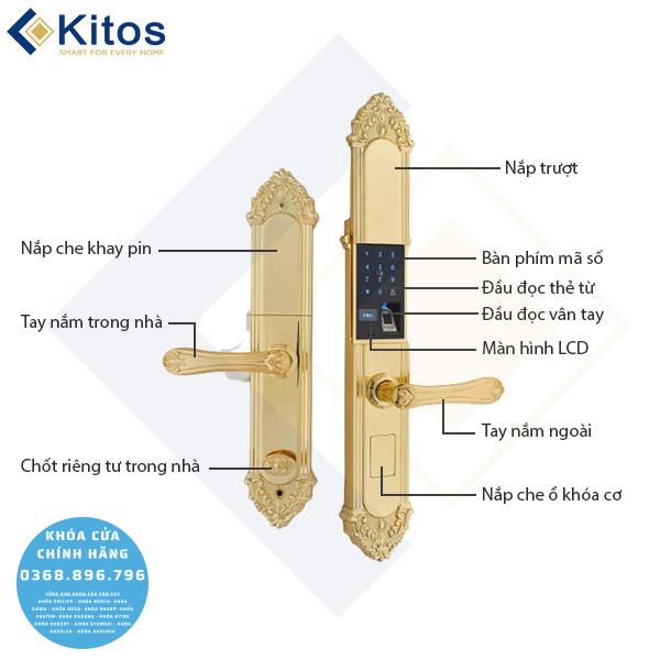 Khóa cửa vân tay tân cổ điển Kitos KT C810 - mặt sau
