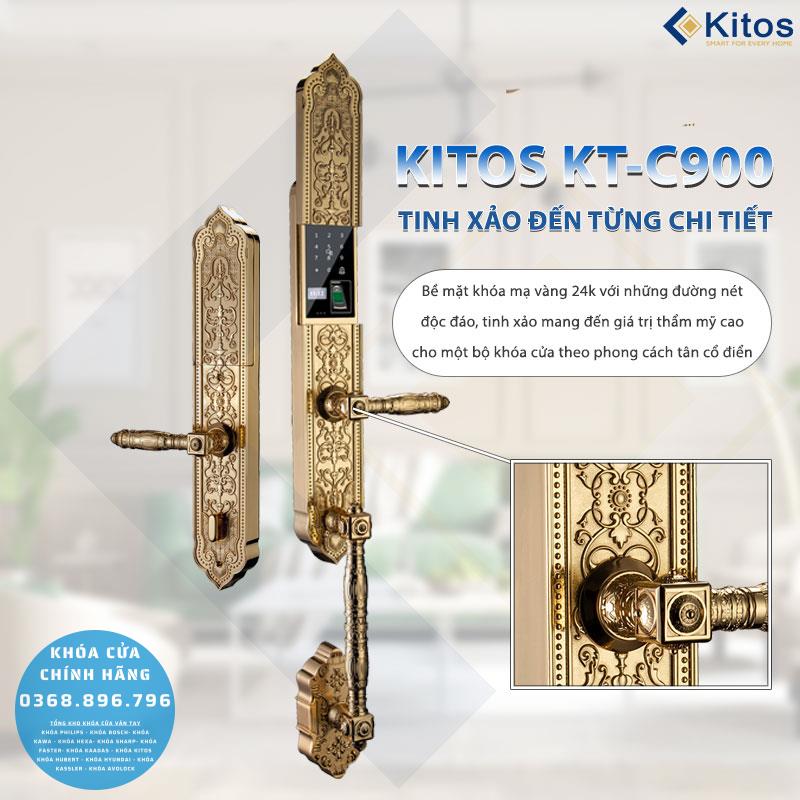 Khóa cửa vân tay tân cổ điển Kitos KT C900 - lắp đặt thực tế