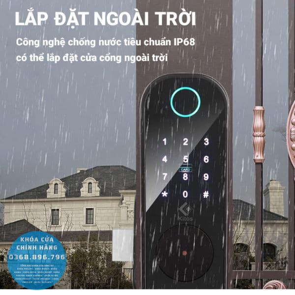 Khóa cửa cổng vân tay Kitos KT-DL03 Pro - lắp đặt thực tế