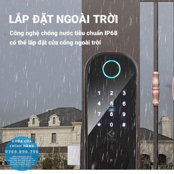 Khóa cửa cổng vân tay Kitos KT-DL04 Plus - lắp đặt thực tế