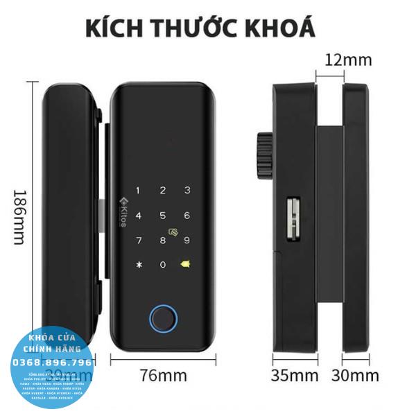 Khóa cửa kính cường lực Kitos KT GL30 PRO - mặt sau