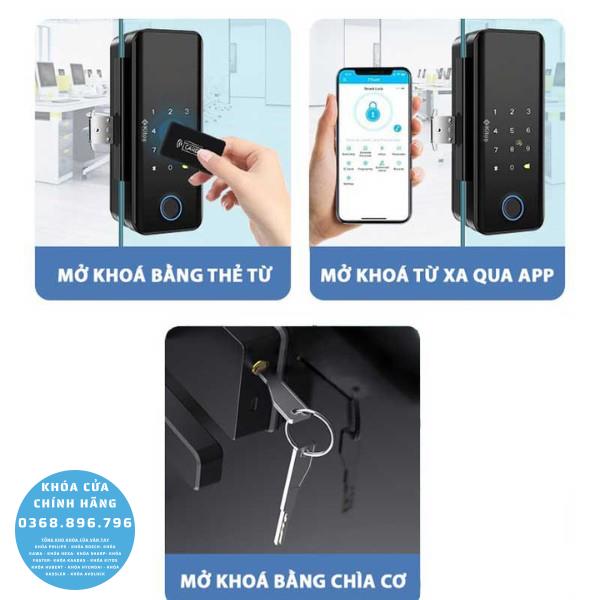 Khóa cửa kính cường lực Kitos KT GL30 PRO - lắp đặt thực tế