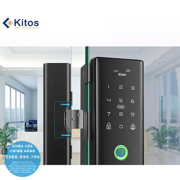 Khóa cửa kính cường lực vân tay Kitos KT GL80 - mặt sau