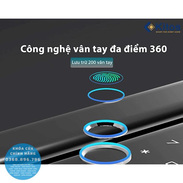 Khóa cửa kính cường lực vân tay Kitos KT GL80 - phụ kiện