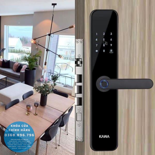 Khóa cửa vân tay Kawa K204 - lắp đặt thực tế