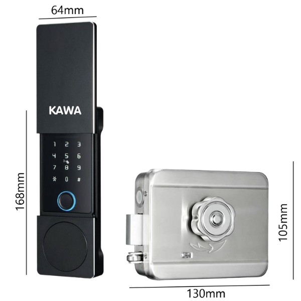 Khóa cửa cổng vân tay Kawa KC01 app wifi - mặt sau