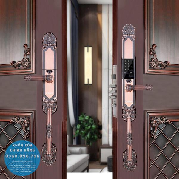 Khóa cửa vân tay tân cổ điển Kawa KDS02 - lắp đặt thực tế