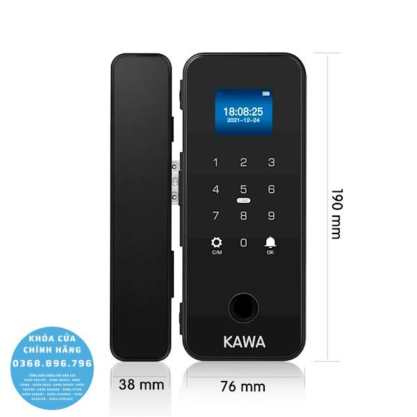 Khóa cửa kính cường lực vân tay Kawa KG02 - mặt sau