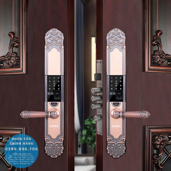 Khóa cửa vân tay tân cổ điển Kawa KG03 - mặt sau