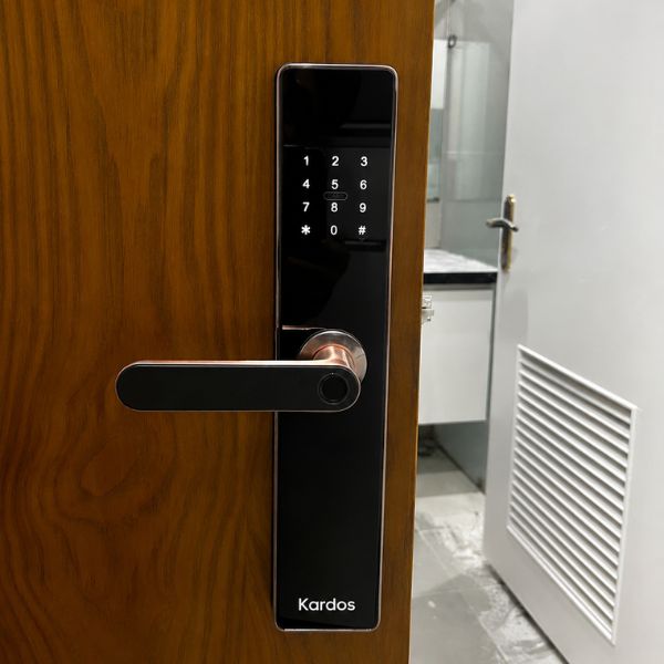 Khóa vân tay Kardos L8 viền đồng cho chung cư chính hãng tại HCM