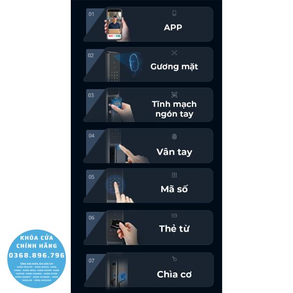 Khóa cửa vân tay Kaadas Q9-FVP tĩnh mạch ngón tay và face id - chi tiết